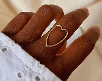 Bague KIRA • bague coeur acier chirurgical hypoallergénique résistant à l'eau bijoux à offrir ajustable, cadeau pour elle