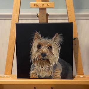 Yorkie Dog Painting: Original Acrylic Pet Portrait on Canvas