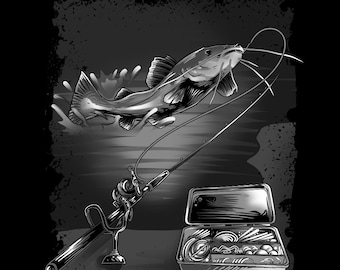 Catfish Fishing Art Print
