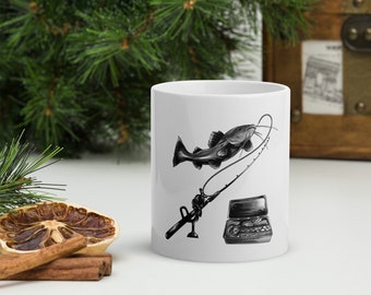 Fishing Ceramic Mug: Angler Gift, Dishwasher Safe