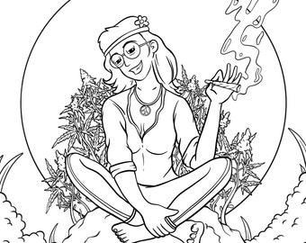 Hippie Lady Coloring Page (Digital Download)