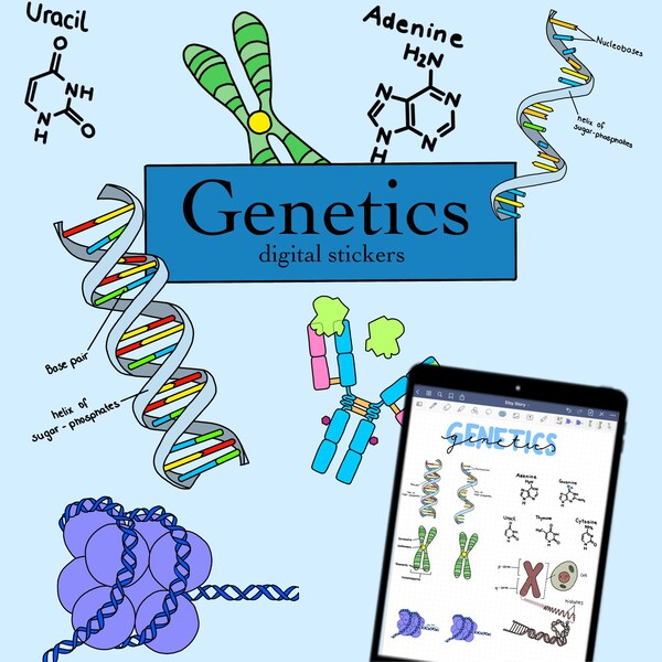 Genetics Digital Sticker Pack / Biology Stickers for GoodNotes, Notability etc... / Med School Study Stickers