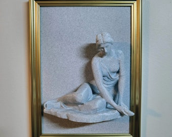 Framed Louvre Nymph with Shell 3D Statue Artwork
