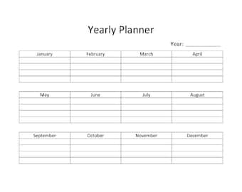 Bundle Deal: Yearly Planner, Blank Monthly Calendar, & 24 Hour Weekly Planner