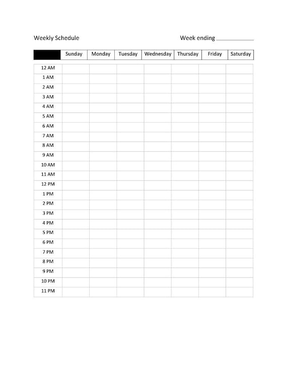 24 Hour Planner and A Weekly Planner | Etsy
