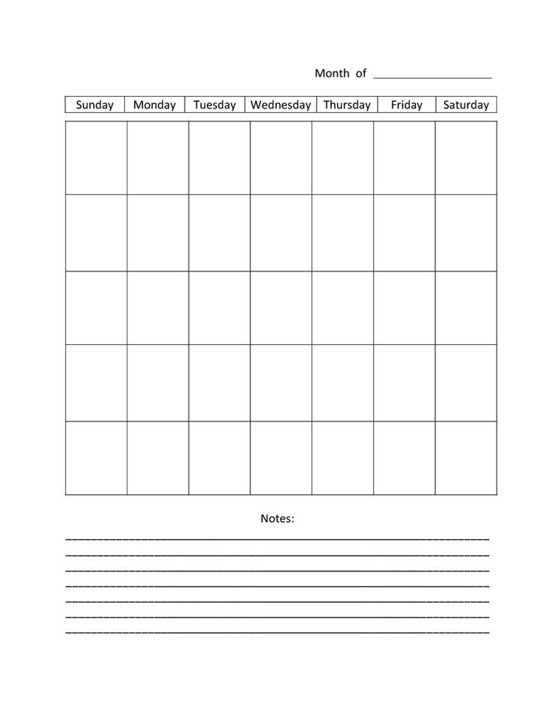 2 Blank Monthly Calendar Printable Landscape - Etsy