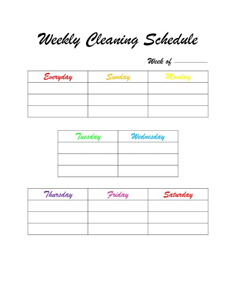 Weekly Chore Chart, Cleaning Schedule, Morning Routine, and Night ...