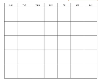 blank calendar printable etsy