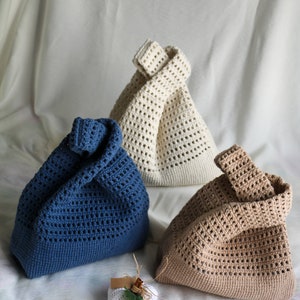 Japanese Knot Bag, Modern Crochet Bag, Crochet Knot Bag ,Crochet Wrist Bag, Knitted Cotton Yarn Bag,Personalized Valentine'sDay Gift For Her