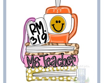Book Stack Teacher Door Hanger TEMPLATE