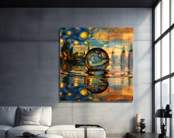 Wassertropfen | Gehärtetes Glas Wandkunst | Einzigartiges Dekor | Uv Druckglas | Fertig zum Aufhängen