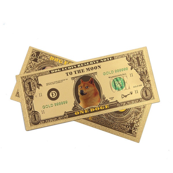 Gold foil Dogecoin cryptocurrency banknote