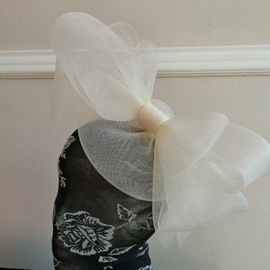 ivory cream crin fascinator wedding hat on headband ( can change into clips or comb)
