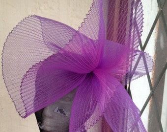 purple crin fascinator wedding hat on headband ( can change into clips or comb)