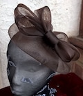 brown crin fascinator wedding hat on headband ( can change into clips or comb)