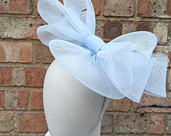 baby blue handmade crinoline fascinator wedding hat on headband ( can change into clips or comb)