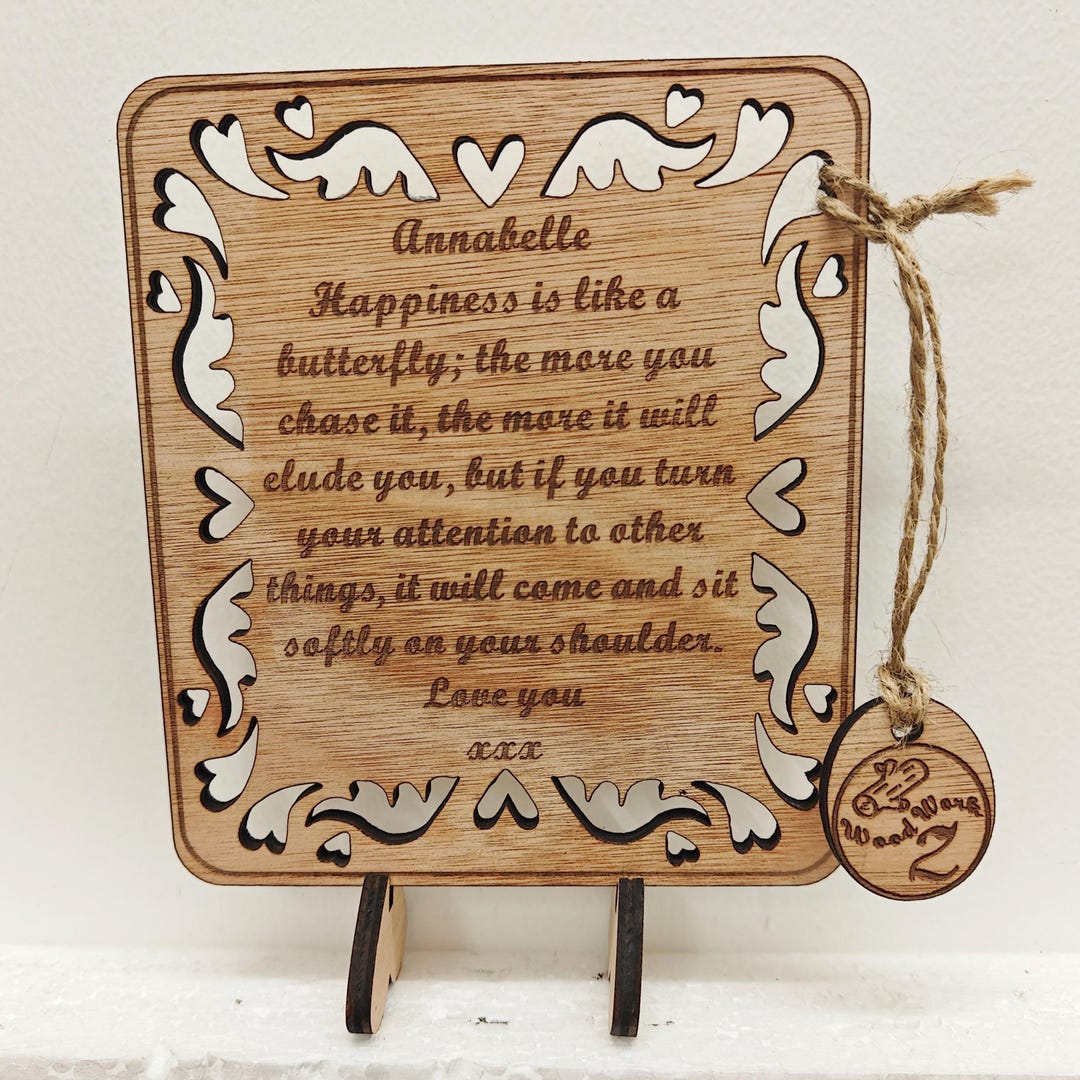 Custom Made Personalised Wood Plaque Card Laser Cut Carved Engraved ...