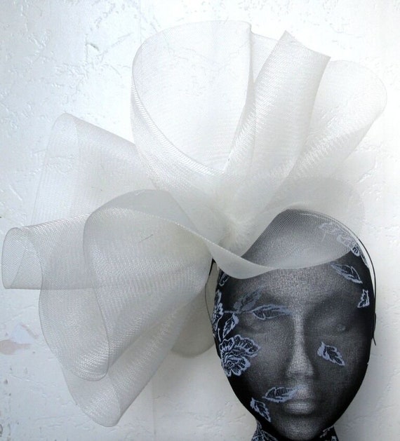 Ivory Cream Crin Fascinator Wedding Hat on Headband Can Etsy