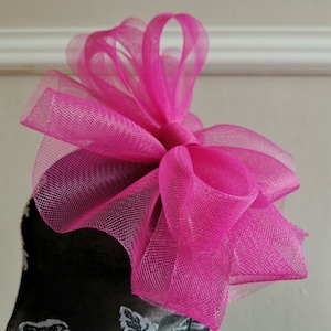 pink crin fascinator wedding hat on headband ( can change into clips or comb)