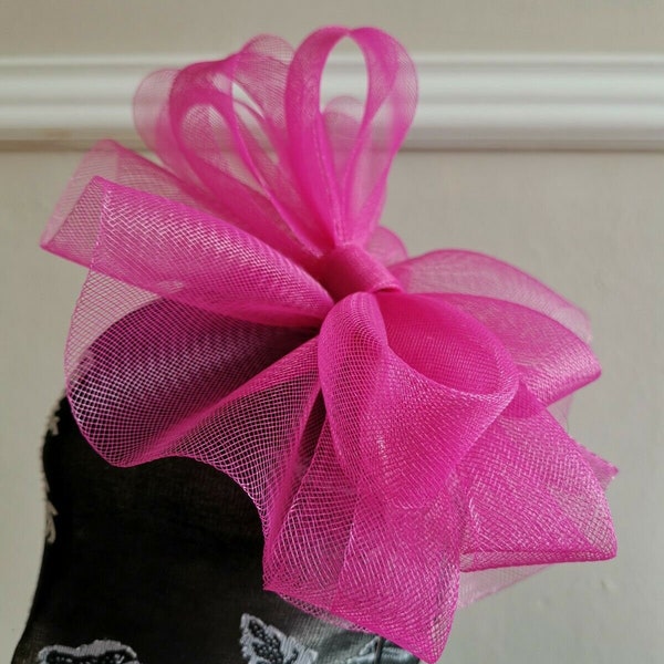 pink crin fascinator wedding hat on headband ( can change into clips or comb)