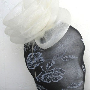 ivory cream crin fascinator wedding hat on headband ( can change into clips or comb)