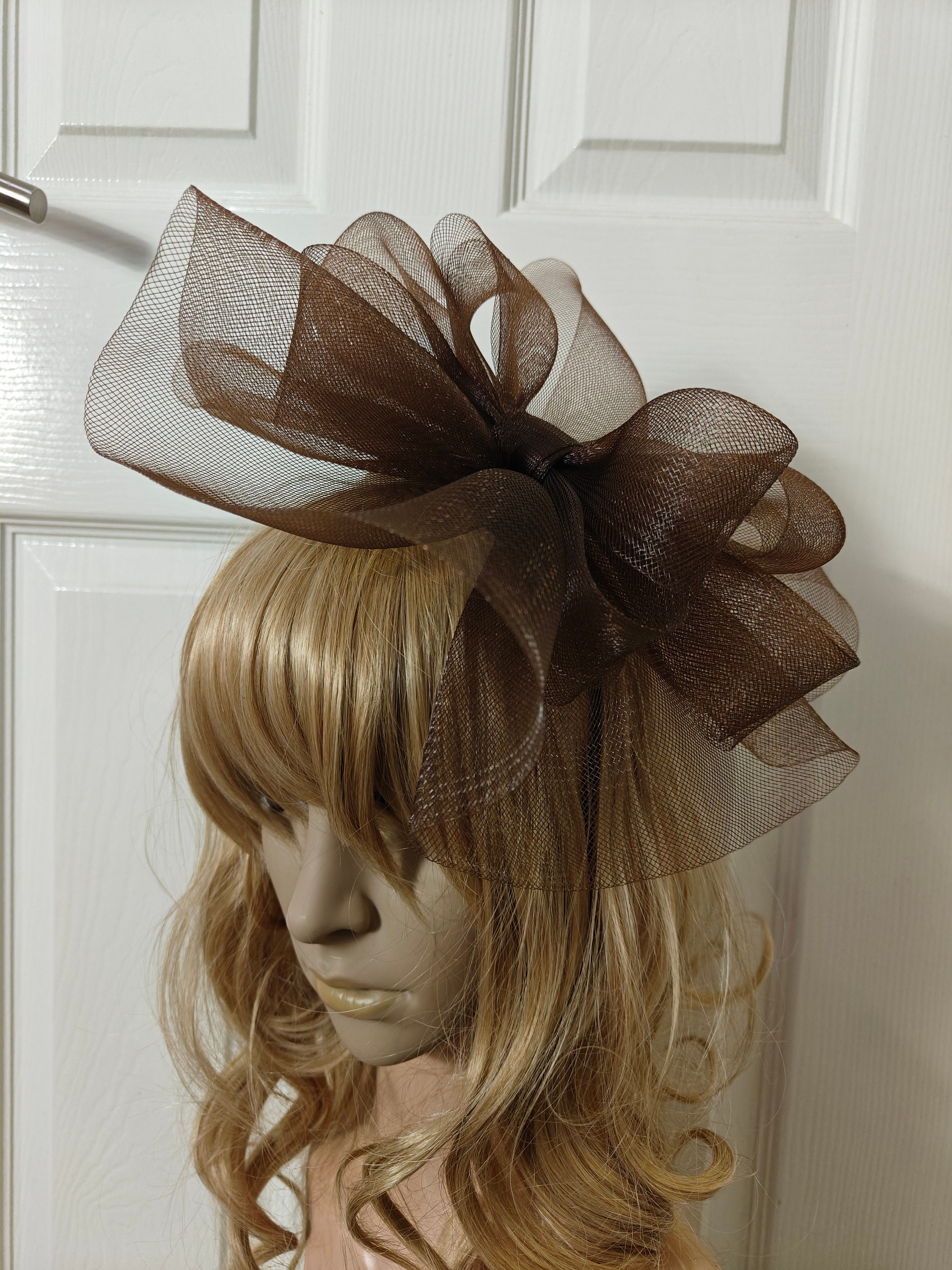 Elegant Brown and Cream Hairband with authentic ribbon Brown Headband Velvet Headband Knot Hair Band | Brown  main image 3