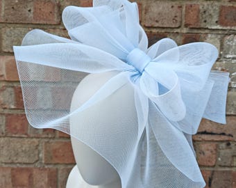 baby blue handmade crinoline fascinator wedding hat on headband ( can change into clips or comb)