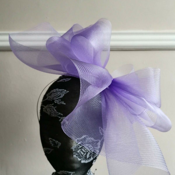 purple crin fascinator wedding hat on headband ( can change into clips or comb)