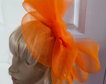 chapeau de mariage orange crin fascinator sur bandeau (peut se changer en clips ou peigne)