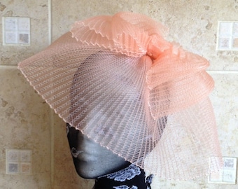 Peach Crin Fascinator Wedding Hat on 