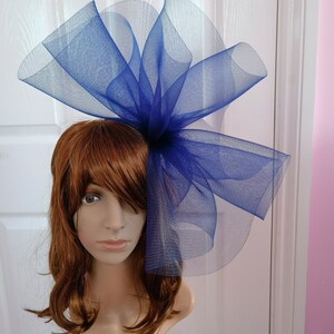 Navy blue crin fascinator wedding hat on headband ( can change into clips or comb)