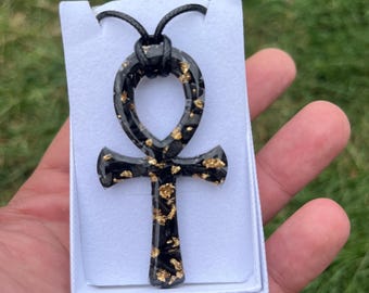 Handgjord Ankh hängande berlock - Shungite