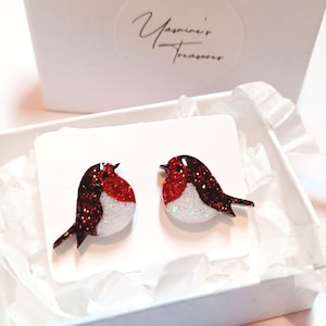 Handgemaakte Robin-stekers, hypoallergeen. Kerstcadeaus