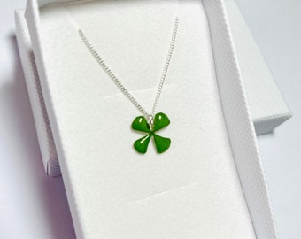 Handmade Four leaf clover pendant with sterling silver chain