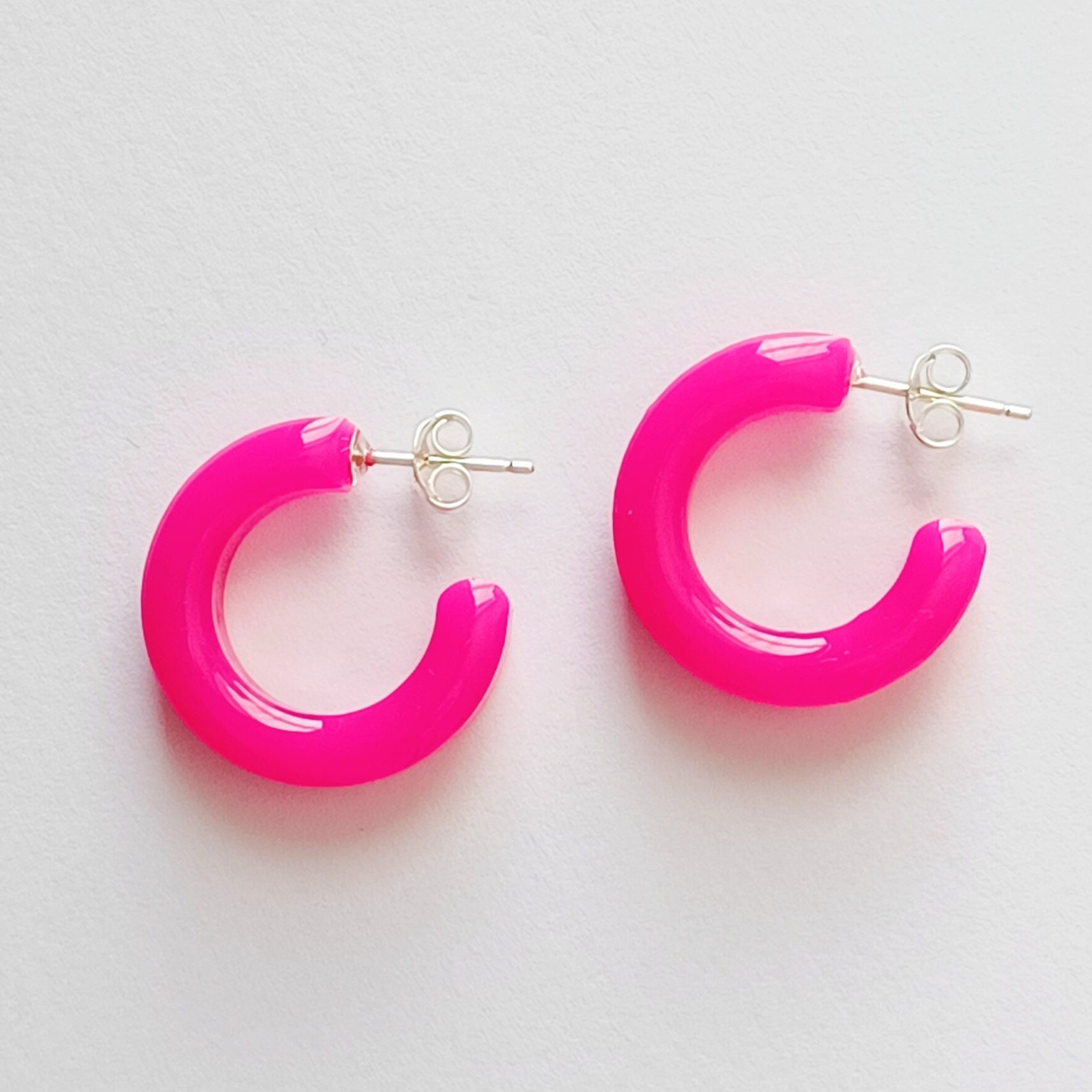 Neon Pink Huggie Hoop – J&CO Jewellery