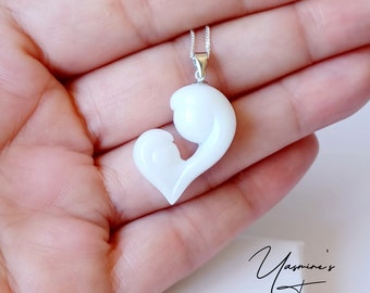 Handmade mother and daughter pendant with sterling silver chain