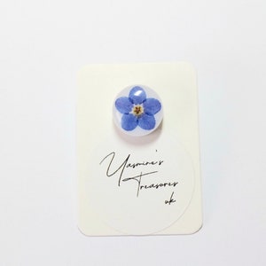 Handmade Forget me not pin. Real pressed flowers.