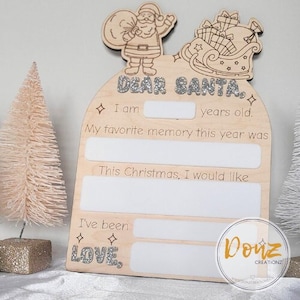 Liebes Santa Weihnachtswunschliste Zeichen | Wiederverwendbares trocken abwischbares Schild Photo Prop | Weihnachtsdekor | Fotorequisite | Weihnachtsschild | Schlitten | Geschenk