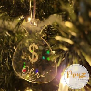 Ornamento personalizzato per borsa porta soldi/Gwap/Etichetta con nome/Decorazione natalizia/Etichetta regalo/Personalizzata/Mula/Sacco porta soldi/Moola/Ricco