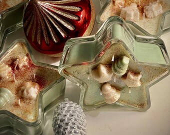 Christmas Candle in Star-shaped Glass Container