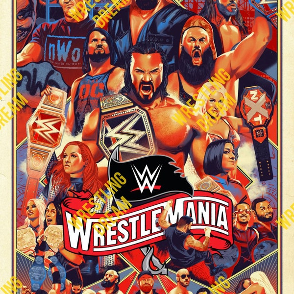 16.. WWE Wrestlemania 36 The Undertaker Drew McIntyre Aj Styles Edge John Cena The Fiend quality A4 A3 A2 poster