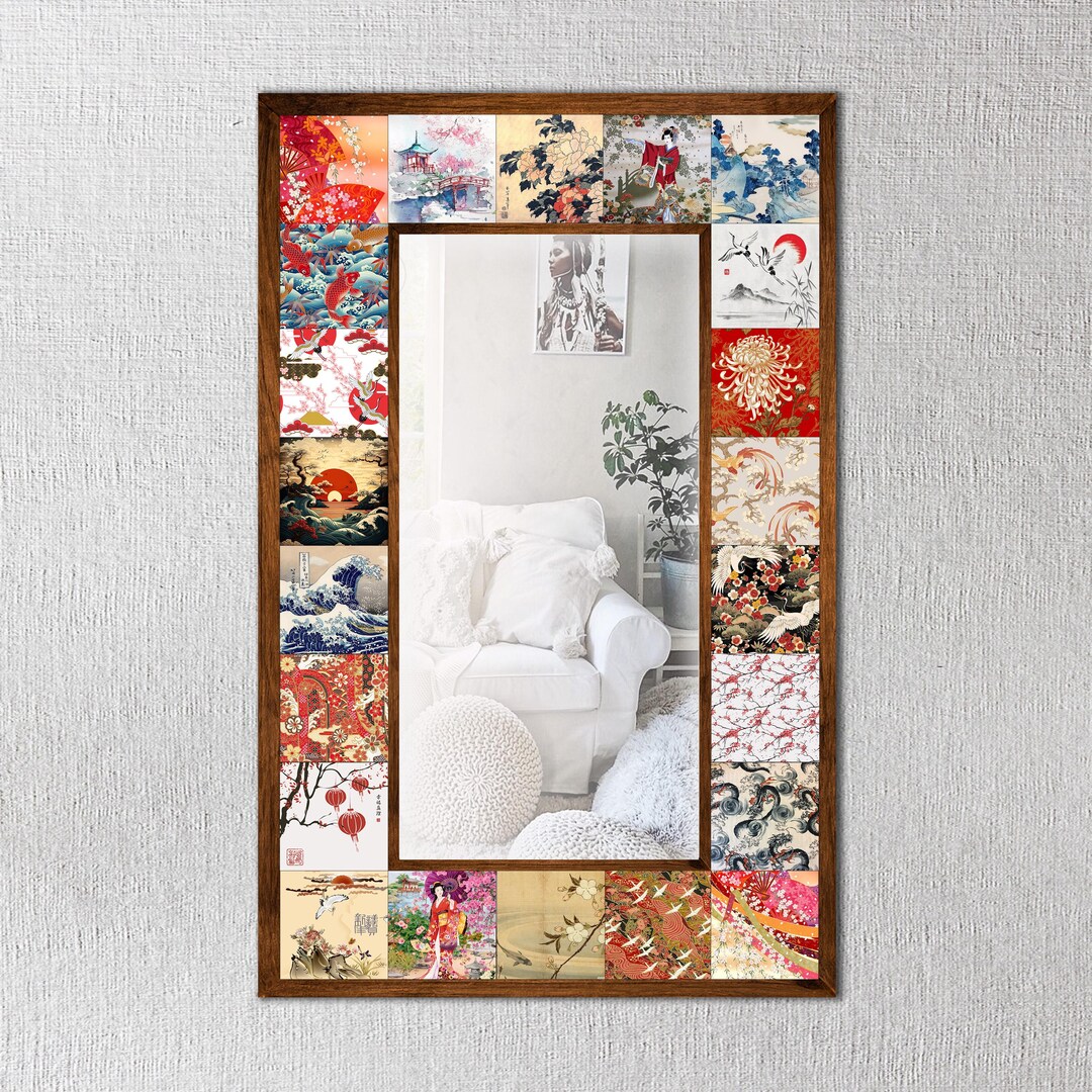 Japanese Wall Mirror Mosaic Stone Mirror Wall Hangings Mirror Handmade ...