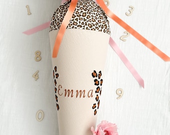 Schultüte Leopard in Creme mit Leoparden Print