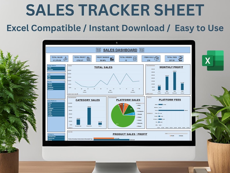 Ebay Etsy Vinted Depop Sales Order Tracker Spreadsheet, Excel Sales ...