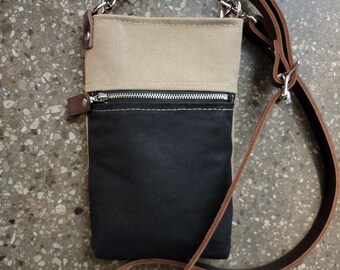 Waxed Canvas Crossbody Phone Bag: USA Made Festival Bag