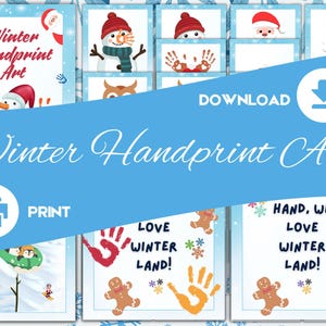 Printable Winter Handprint Art , Winter Craft, Kids Handprint Art Craft, Keepsake Art, Winter Craft Idea, Winter Printable Art