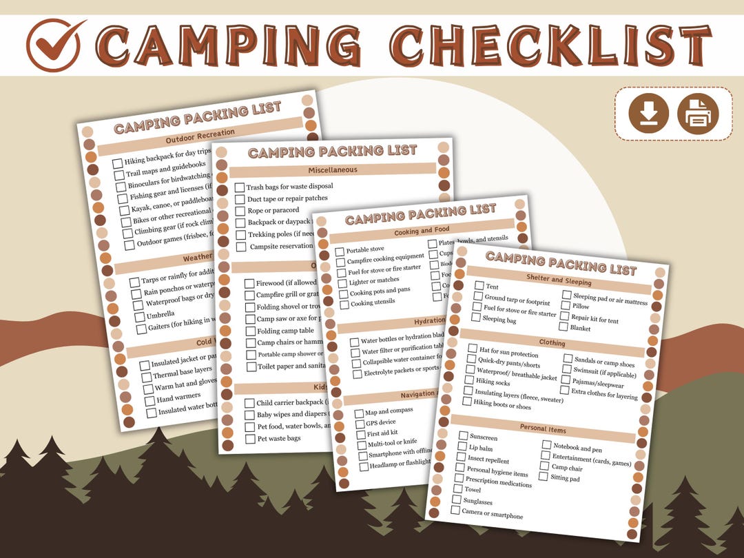 Printable Ultimate Camping Checklist – Printable Packing List for ...