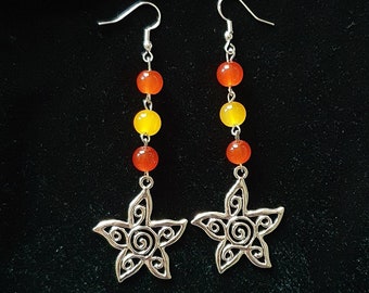 Pendientes de estrella de verano hechos a mano / Estilo Hippy / Cuentas de vidrio / Alternativa