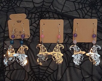 Pendientes de bruja pastel hechos a mano / Cuentas de vidrio / Plata de ley 925