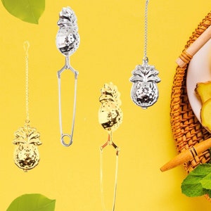 Stainless Steel Pineapple Tea Infuser Set - Squeeze Tea Infuser & Chain Strainer, Unique Kitchen Accessory, Perfect Gift for Tea Lovers 2-pk